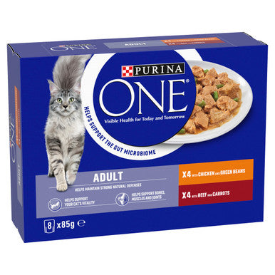 Purina ONE Adult Mini Fillets Wet Cat Food Chicken & Beef w Green Beans