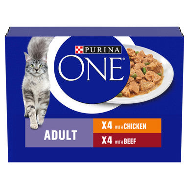 Purina ONE Adult Mini Fillets Wet Cat Food Chicken & Beef w Green Beans