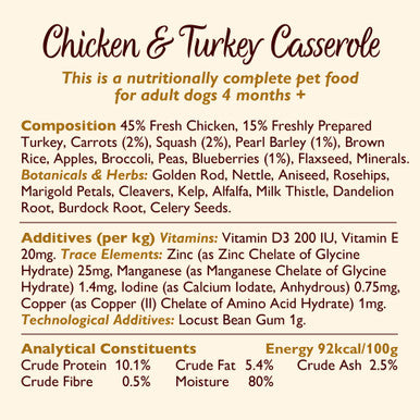 Lily's Kitchen Casserole Wet Dog Food - Chicken & Turkey