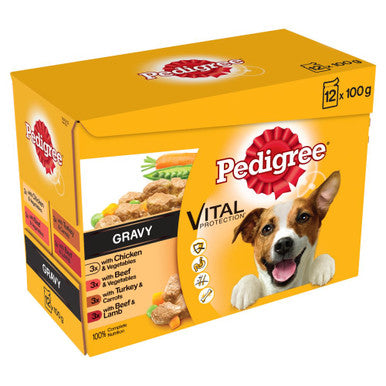 Pedigree Adult Wet Dog Food Pouches - Mixed Selection in Gravy 12 x 100g