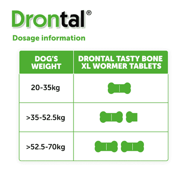 Drontal Tasty Bone XL Wormer Tablets for Large Dogs (Over 20kg) 1 tablet per 35kg