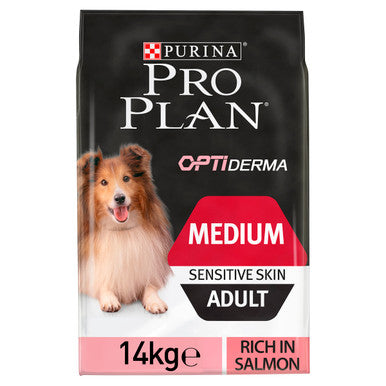 Purina Pro Plan Opti Derma Sensitive Skin Medium Adult Dry Dog Food - Salmon