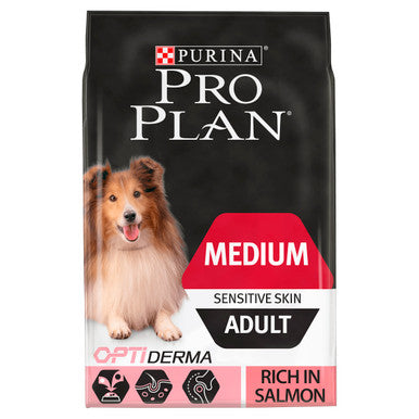 Purina Pro Plan Opti Derma Sensitive Skin Medium Adult Dry Dog Food - Salmon