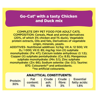 Go-Cat Adult Dry Cat Food - Chicken & Duck