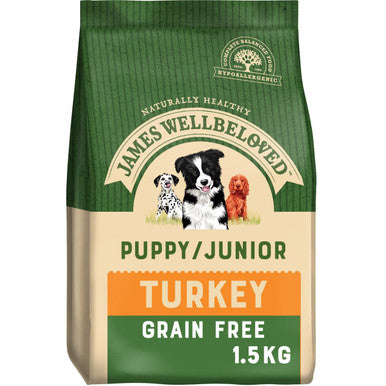 James Wellbeloved Grain Free Medium Puppy/Junior Dry Dog Food - Turkey & Vegetables