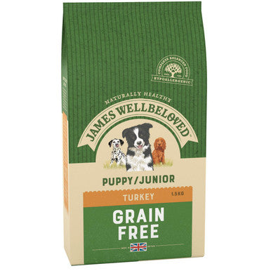 James Wellbeloved Grain Free Medium Puppy/Junior Dry Dog Food - Turkey & Vegetables