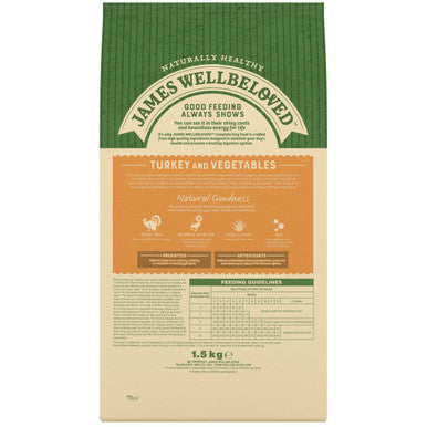 James Wellbeloved Grain Free Medium Puppy/Junior Dry Dog Food - Turkey & Vegetables