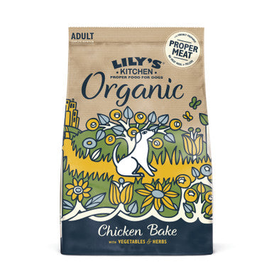 Lily's Kitchen Organic Adult Dry Dog Food - Chicken Bake with Vegetables & Herbs