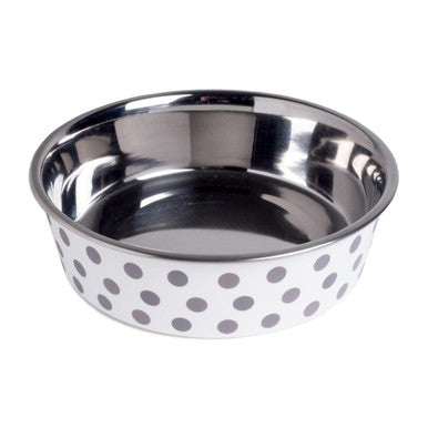 Petface Stainless Steel Dog Bowl with Grey Spots