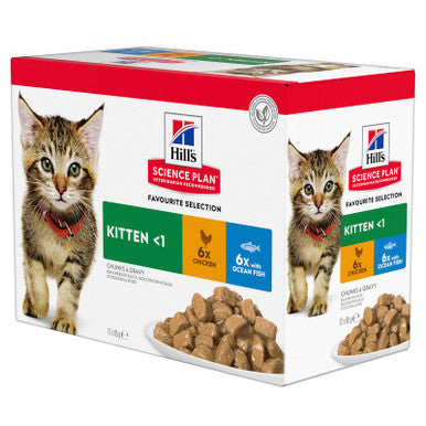 Hill's Science Plan Kitten <1 Wet Cat Food Pouches - Favourite Selection