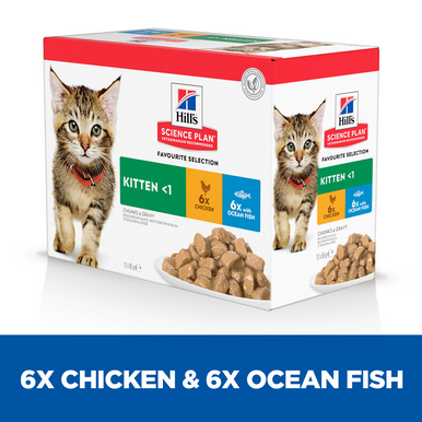 Hill's Science Plan Kitten <1 Wet Cat Food Pouches - Favourite Selection