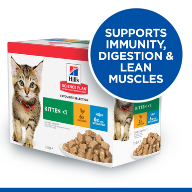 Hill's Science Plan Kitten <1 Wet Cat Food Pouches - Favourite Selection