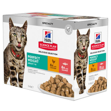 Hill's Science Plan Perfect Weight Adult 1-6 Wet Cat Food Pouches - Delicious Selection