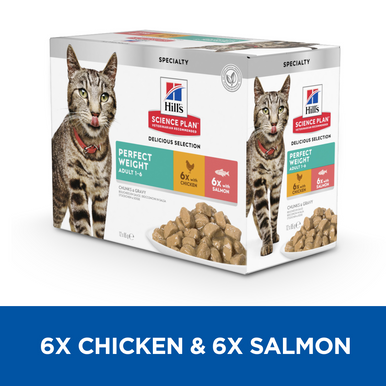 Hill's Science Plan Perfect Weight Adult 1-6 Wet Cat Food Pouches - Delicious Selection