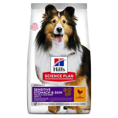 Hill's Science Plan Sensitive Stomach & Skin Medium Adult 1+ Dry Dog Food - Chicken