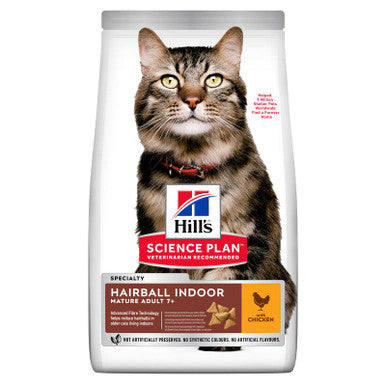 Hill's Science Plan Hairball Indoor Mature Adult 7+ Dry Cat Food - Chicken