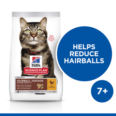 Hill's Science Plan Hairball Indoor Mature Adult 7+ Dry Cat Food - Chicken