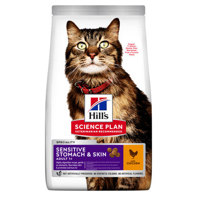 Hill's Science Plan Sensitive Stomach & Skin Adult 1+ Dry Cat Food - Chicken