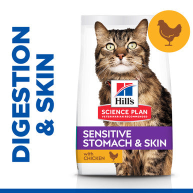 Hill's Science Plan Sensitive Stomach & Skin Adult 1+ Dry Cat Food - Chicken