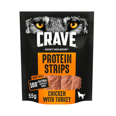 Crave Protein Strips Natural Adult Dog Treat - Turkey & Chicken