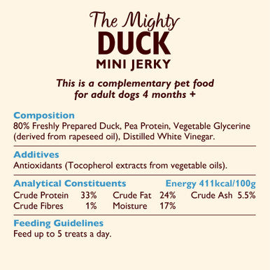 Lily's Kitchen Dog The Mighty Mini Jerky Adult Dog Treats - Duck