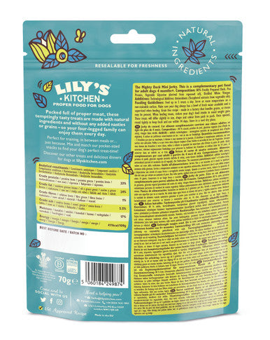 Lily's Kitchen Dog The Mighty Mini Jerky Adult Dog Treats - Duck