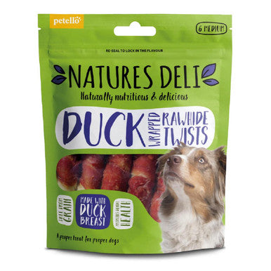 Natures Deli Wrapped Rawhide Twist Medium Adult Dog Treats - Duck