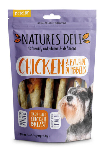 Natures Deli Rawhide Dumbbell Adult Dog Treats - Chicken