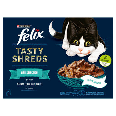 Felix Tasty Shreds Adult Wet Cat Food - Fish Selection in Gravy