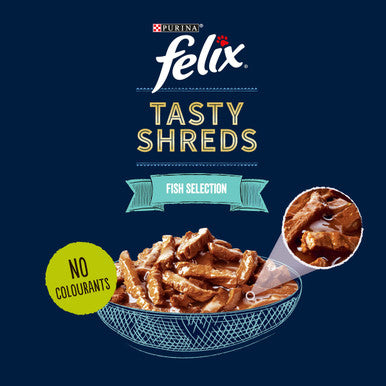 Felix Tasty Shreds Adult Wet Cat Food - Fish Selection in Gravy