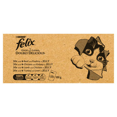 Felix Doubly Delicious Meat Cat Food 120 x 100g