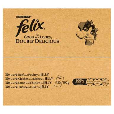 Felix Doubly Delicious Meat Cat Food 120 x 100g