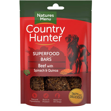 Natures Menu Country Hunter Superdood Bars Adult Dog Treats - Beef with Spinach & Quinoa