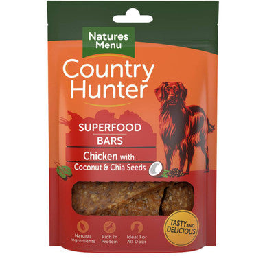 Natures Menu Country Hunter Superdood Bars Adult Dog Treats - Chicken with Coconut & Chia Seeds