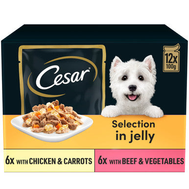 Cesar Deliciously Fresh Adult Wet Dog Food Pouches - Mixed Selection in Jelly