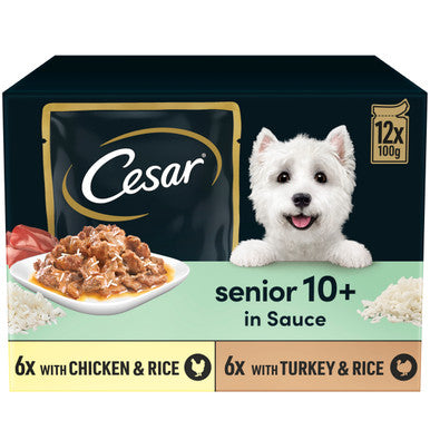 Cesar Senior 10+ Wet Dog Food Pouches - Mixed Selection in Sauce