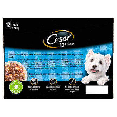 Cesar Deliciously Fresh Senior 10+ Wet Dog Food Pouches - Mixed Selection in Jelly