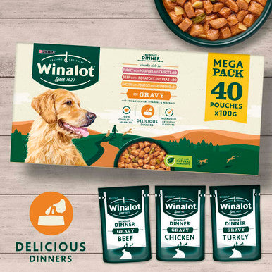 Winalot Sunday Dinner Adult Wet Dog Food Pouches - Mixed Selection in Gravy