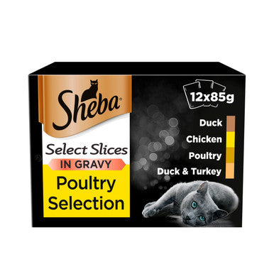 Sheba Select Slices Adult/Senior Cat Wet Food Pouches - Poultry Collection in Gravy