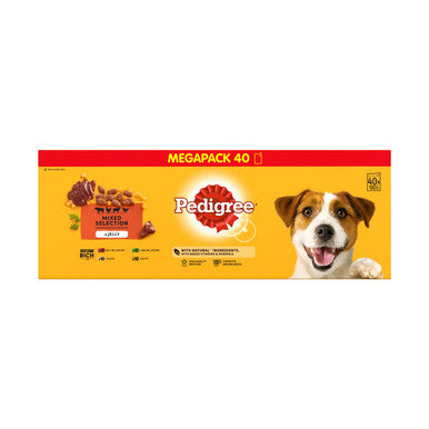 Pedigree Adult Wet Dog Food Pouches - Mixed Selection in Jelly 40 x 100g