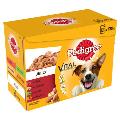 Pedigree Adult Wet Dog Food Pouches - Mixed Selection in Jelly 12 x 100g