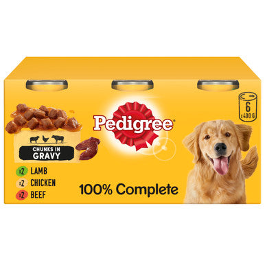 Pedigree Adult Wet Dog Food Tins - Mixed Meat Selection in Gravy