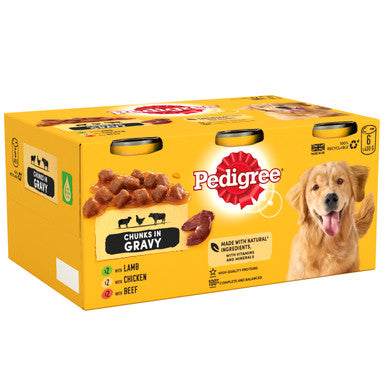 Pedigree Adult Wet Dog Food Tins - Mixed Meat Selection in Gravy