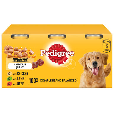 Pedigree Adult Wet Dog Food Tins - Mixed Selection in Jelly 6 x 400g