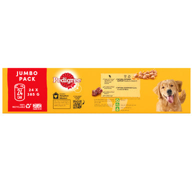 Pedigree Adult Wet Dog Food Tins - Mixed Selection in Jelly 24 x 385g