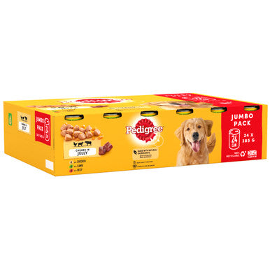 Pedigree Adult Wet Dog Food Tins - Mixed Selection in Jelly 24 x 385g