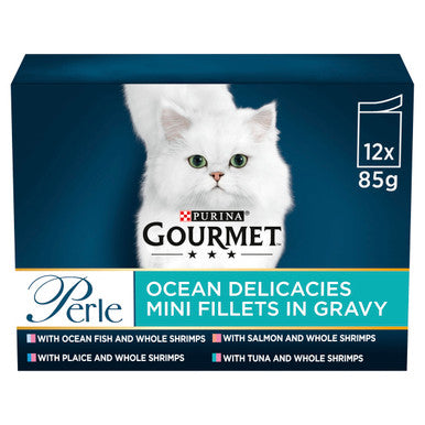 Gourmet Perle Mini Fillets Pouches Adult Wet Cat Food - Ocean Delicacies in Gravy