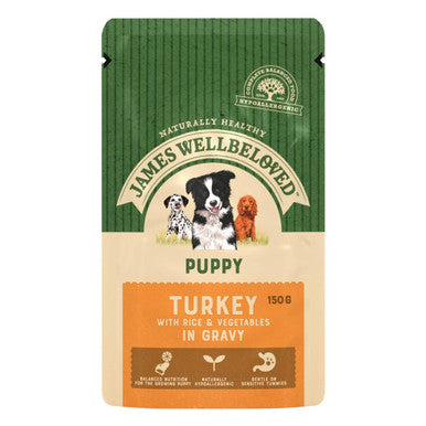 James Wellbeloved Puppy/Junior Wet Dog Food Pouches - Turkey & Rice