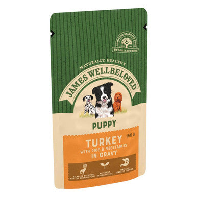 James Wellbeloved Puppy/Junior Wet Dog Food Pouches - Turkey & Rice