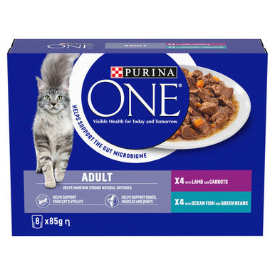 Purina ONE Adult Mini Fillets Wet Cat Food - Ocean Fish & Lamb with Carrots